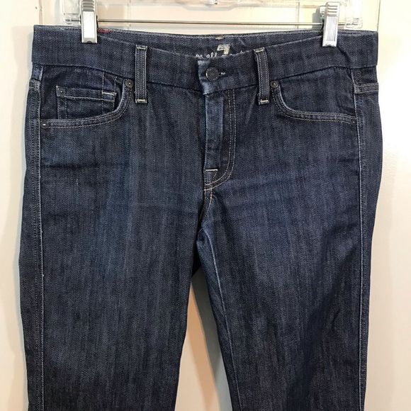 7 for all Mankind 'A' Pocket Blue Slight Stretch Bootcut Low Rise Jeans 6/28 - Picture 2 of 13